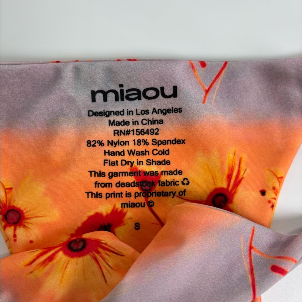 Miaou Kauai string bikini bottom Small side tie floral print - Picture 3 of 7